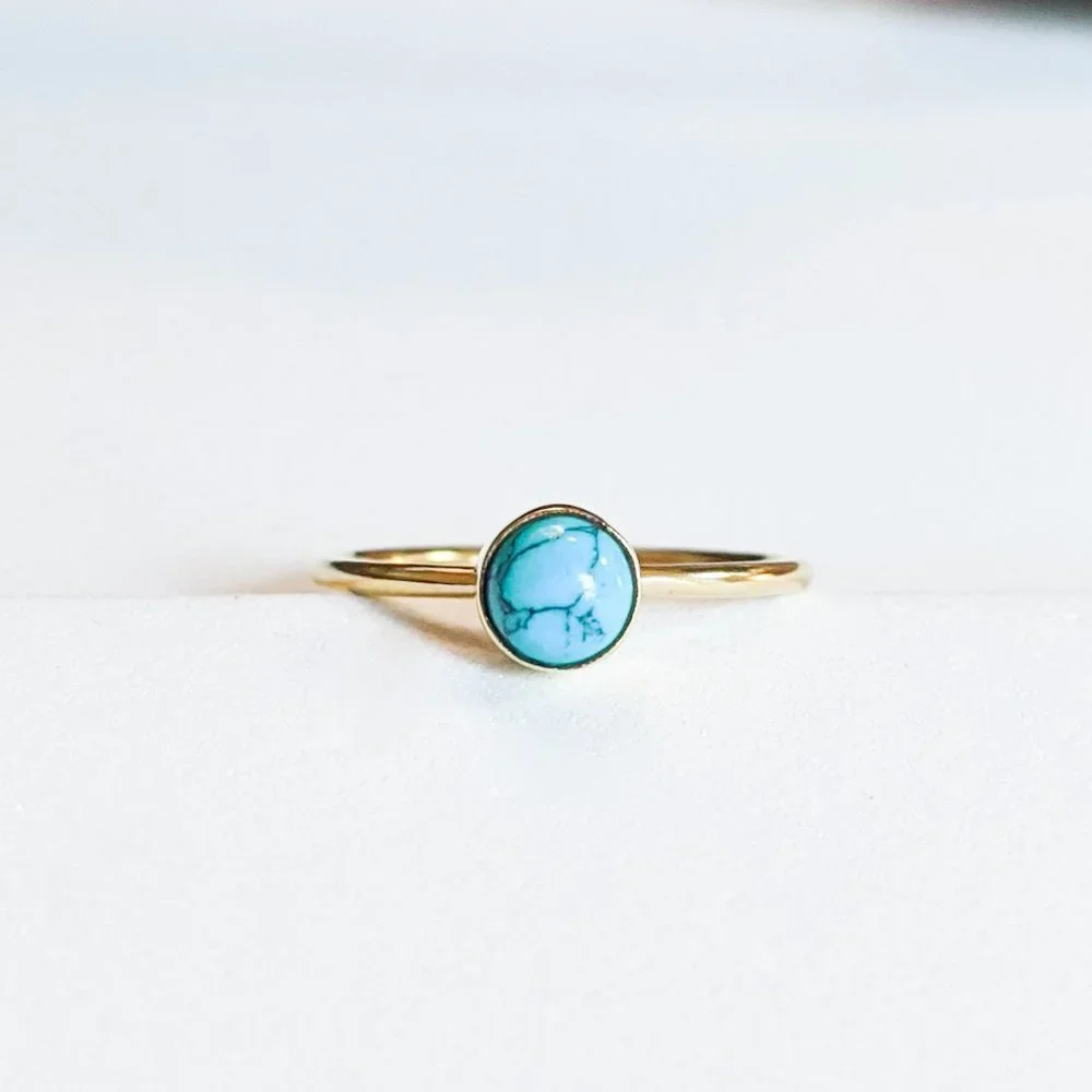 NWT Baizaar Round Turquoise Cabochon Stacking Ring, Size 6.75 - Picture 3 of 4